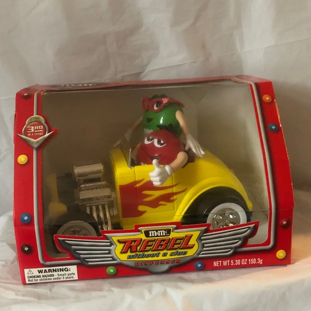 M & M Rebel without a clue Hot Rod candy dispenser new old stock 12” - 3rd in se